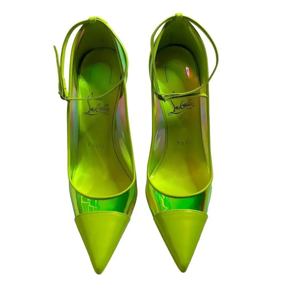 Christian Louboutin Debout Condorapik 100 Patent Iridescent Pump Yellow Size 9 - Picture 5 of 9